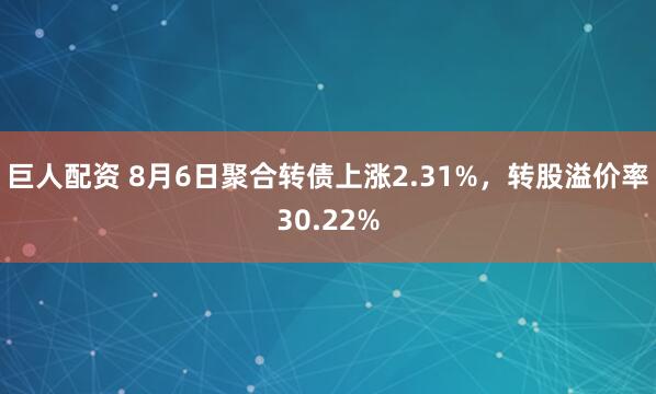 巨人配资 8月6日聚合转债上涨2.31%，转股溢价率30.22%